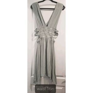 Chic Me Cutout Mini Plunge Neck Dress In Light Olive XL